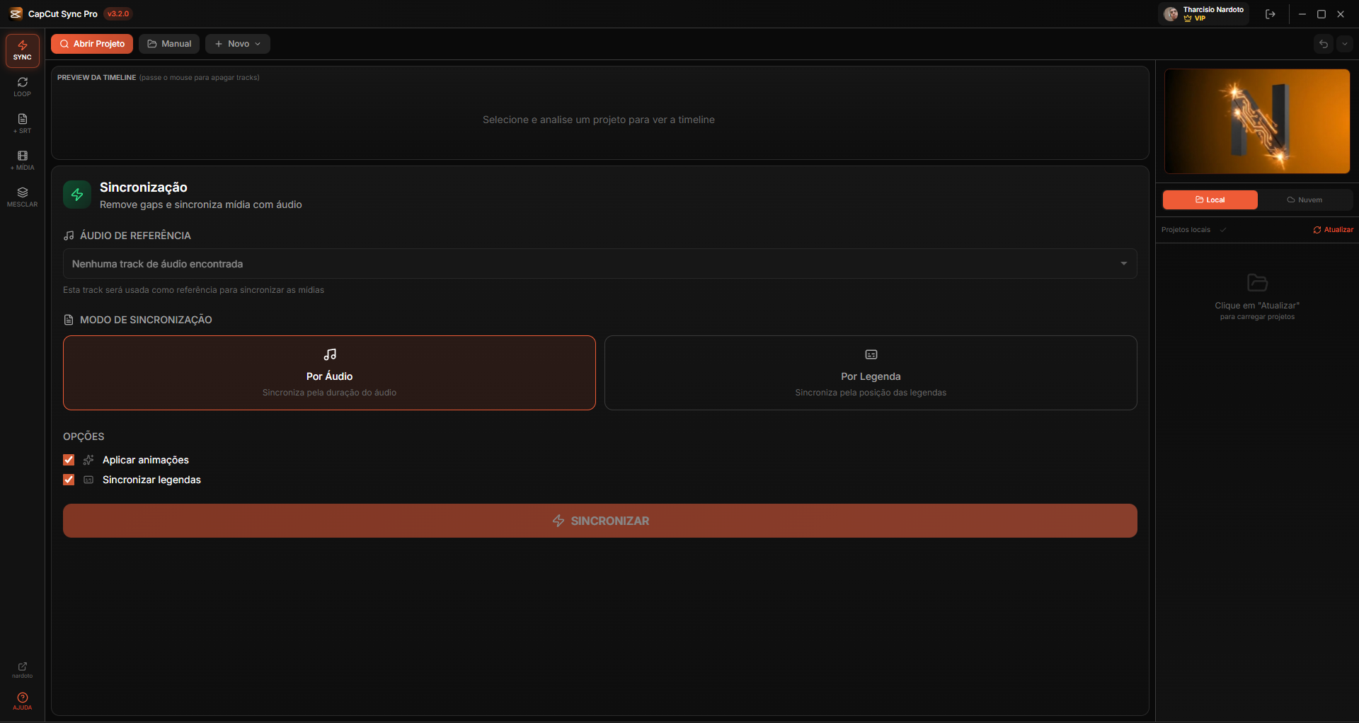 CapCut Sync Pro - Tela Principal